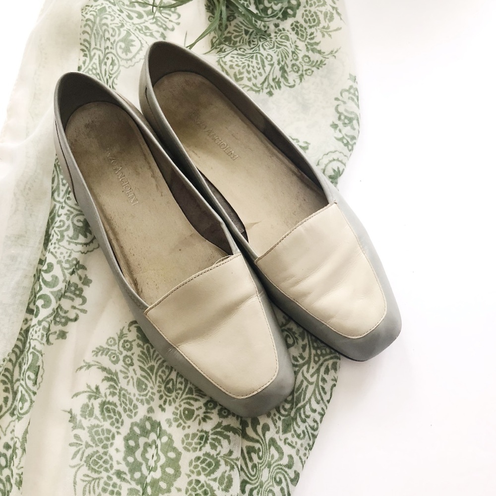 Vtg Enzo Angiolini Silver Leather Flats 8